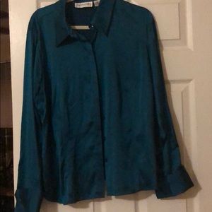 Teal silk blouse
